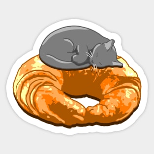 Croissant Grey Cat Sticker